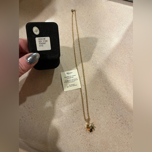 Uncas Gold and Multicolor Gem Crystal Necklace NiB - Picture 3 of 3